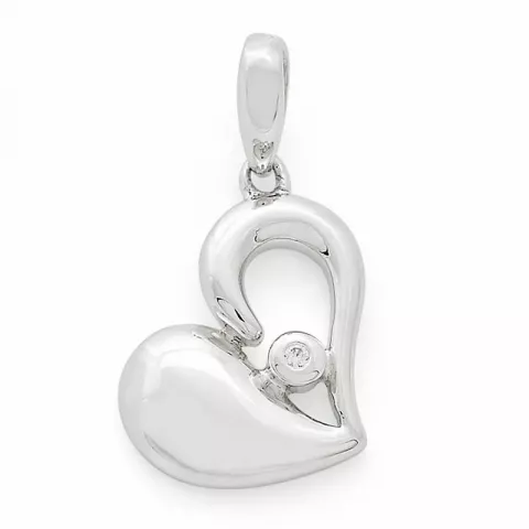 hjerte diamantvedhæng i 14 karat hvidguld 0,01 ct