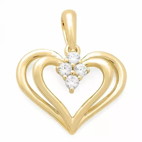 hjerte diamantvedhæng i 14 karat guld 0,12 ct