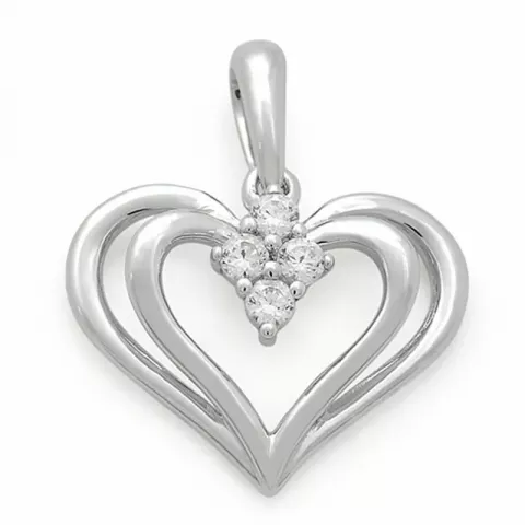 hjerte diamantvedhæng i 14 karat hvidguld 0,12 ct