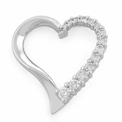 hjerte diamantvedhæng i 14 karat hvidguld 0,37 ct