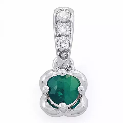 smaragd diamantvedhæng i 14 karat hvidguld 0,03 ct 0,20 ct