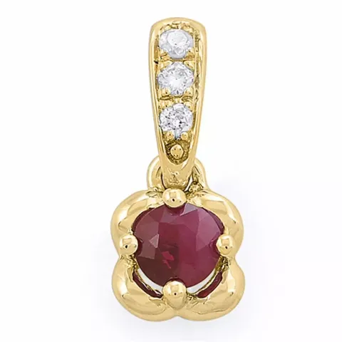 blomster rubin diamantvedhæng i 14 karat guld 0,03 ct 0,23 ct