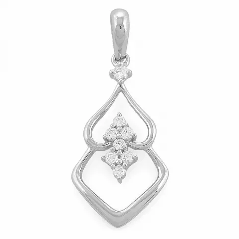 Trendy abstrakt diamantvedhæng i 14 karat hvidguld 0,18 ct