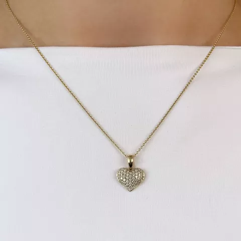hjerte diamantvedhæng i 14 karat guld 0,35 ct