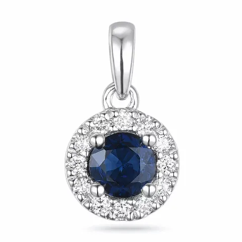 safir diamantvedhæng i 14 karat hvidguld 0,45 ct 0,12 ct