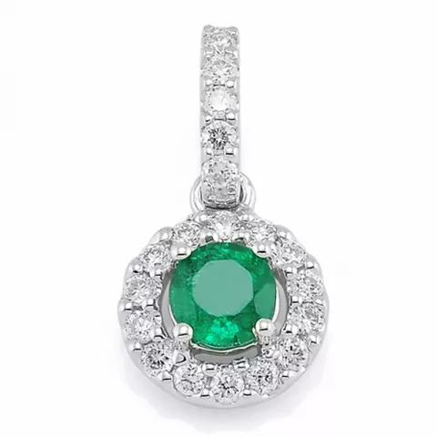 smaragd diamantvedhæng i 14 karat hvidguld 0,19 ct 0,35 ct