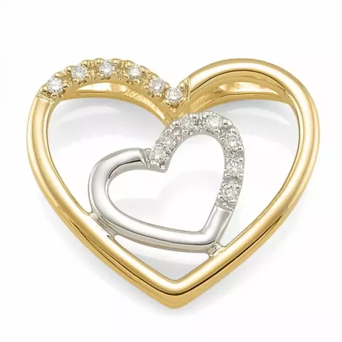 hjerte diamantvedhæng i 14 karat guld 0,05 ct