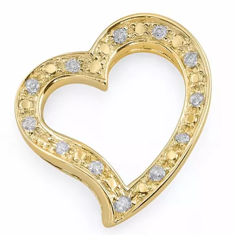 hjerte diamantvedhæng i 14 karat guld 0,07 ct