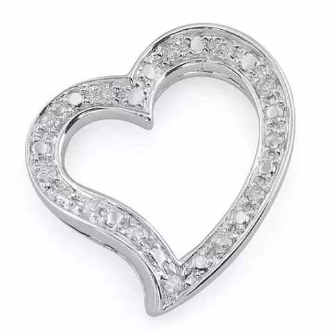 hjerte diamantvedhæng i 14 karat hvidguld 0,07 ct