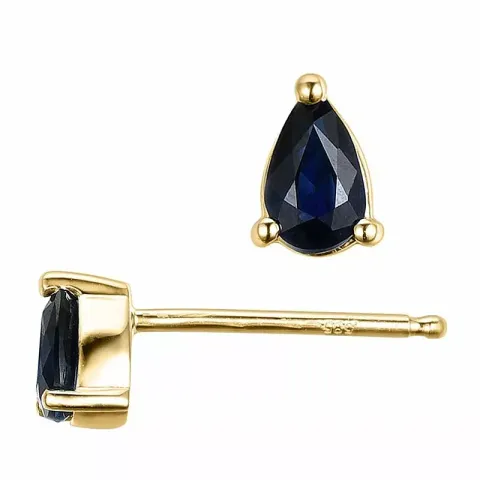 2 x 0,28 ct smykke blå safir ørestikker i 14 karat guld med safir