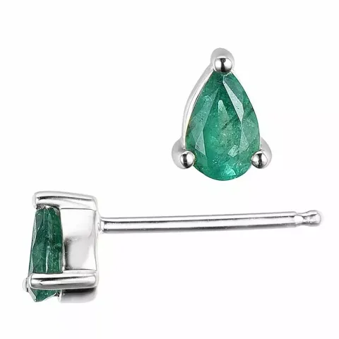 2 x 0,21 ct smykke smaragd ørestikker i 14 karat hvidguld med smaragd