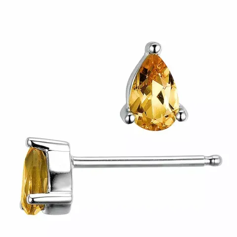 2 x 0,20 ct smykke citrin ørestikker i 14 karat hvidguld med citrin