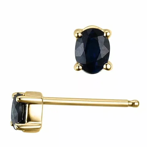 2 x 0,25 ct smykke blå safir ørestikker i 14 karat guld med safir
