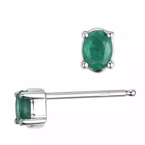2 x 0,20 ct smykke smaragd ørestikker i 14 karat hvidguld med smaragd