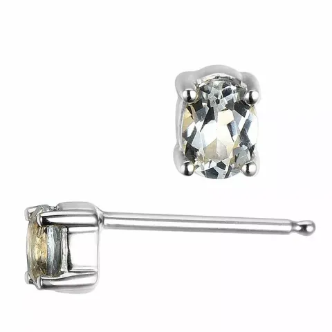 2 x 0,20 ct smykke topas ørestikker i 14 karat hvidguld med topas