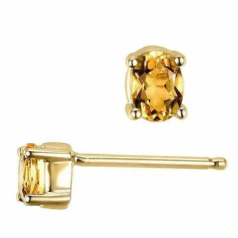 2 x 0,15 ct smykke gule citrin ørestikker i 14 karat guld med citrin