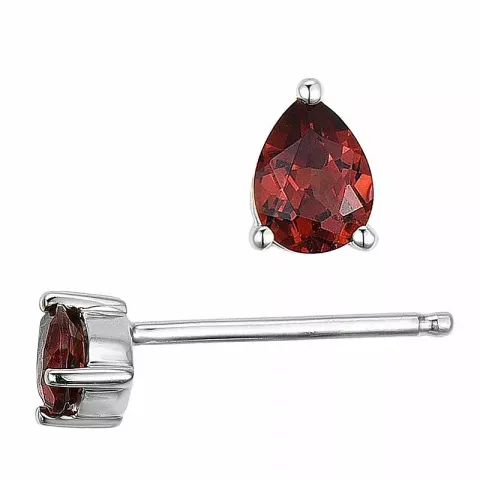 2 x 0,23 ct granat ørestikker i 14 karat hvidguld med granat