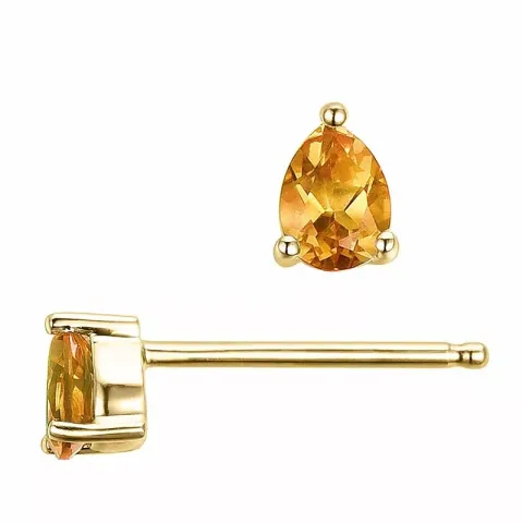 2 x 0,14 ct gule citrin ørestikker i 14 karat guld med citrin