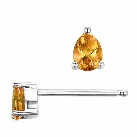 2 x 0,14 ct citrin ørestikker i 14 karat hvidguld med citrin