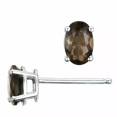 2 x 0,45 ct røgfarvede kvarts ørestikker i 14 karat hvidguld med kvarts