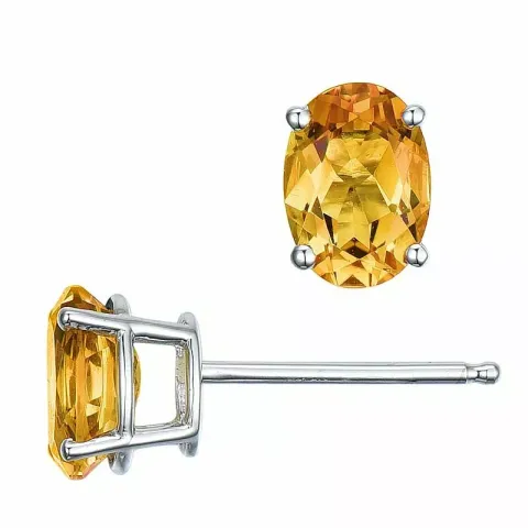 2 x 0,80 ct gule citrin ørestikker i 14 karat hvidguld med citrin