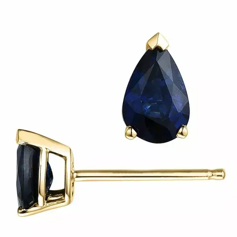 2 x 0,55 ct blå safir ørestikker i 14 karat guld med safir