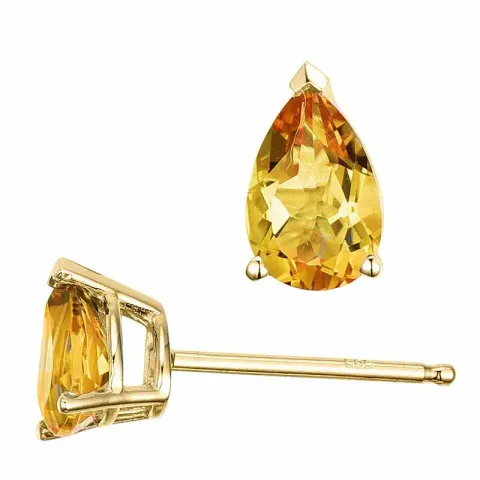 2 x 0,40 ct gule citrin ørestikker i 14 karat guld med citrin