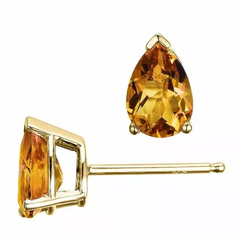 2 x 0,68 ct gule citrin ørestikker i 14 karat guld med citrin