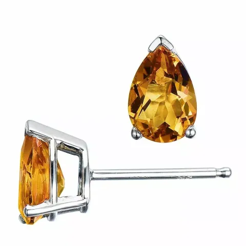 2 x 0,68 ct gule citrin ørestikker i 14 karat hvidguld med citrin