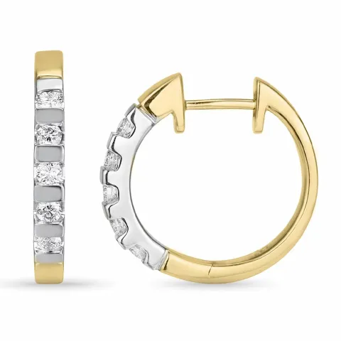 16 mm diamant creoler i 14 karat guld og hvidguld med diamant