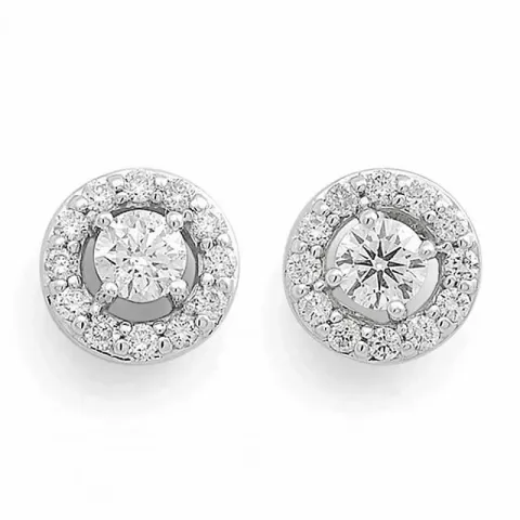 runde diamant ørestikker i 14 karat hvidguld med diamant