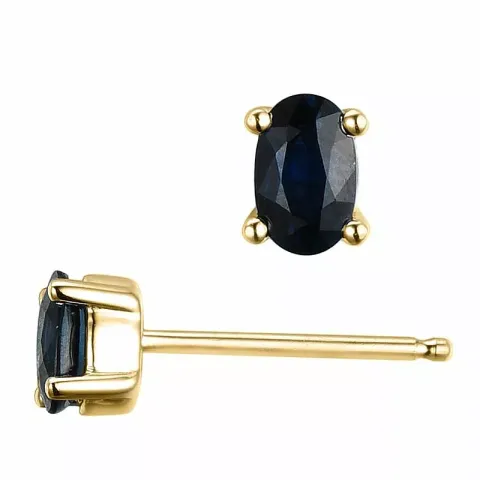 2 x 0,35 ct blå safir ørestikker i 14 karat guld med safir