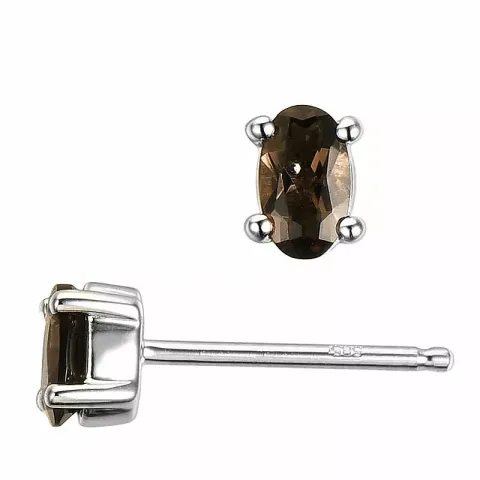2 x 0,20 ct ovale kvarts ørestikker i 14 karat hvidguld med kvarts