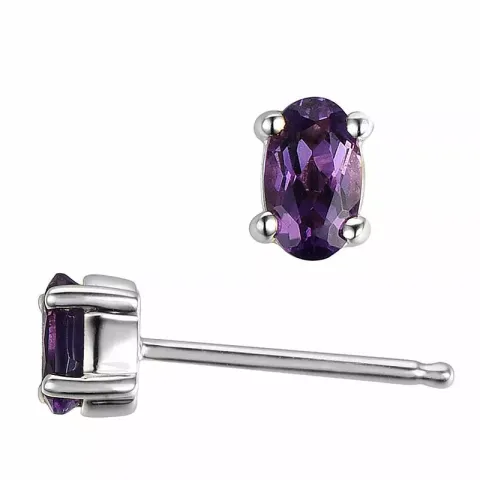 2 x 0,25 ct ovale ametyst ørestikker i 14 karat hvidguld med ametyst