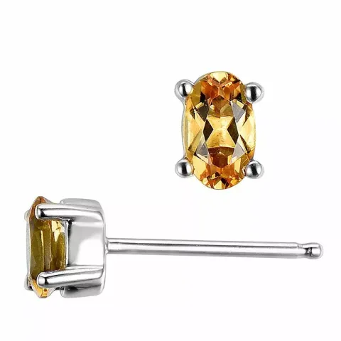 2 x 0,25 ct citrin ørestikker i 14 karat hvidguld med citrin