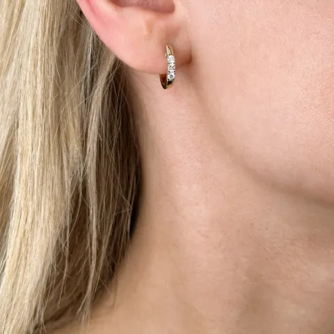 14 mm diamant creoler i 14 karat guld med diamanter