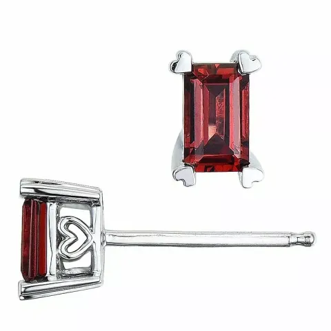 2 x 0,39 ct firkantet granat ørestikker i 14 karat hvidguld med granat