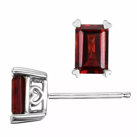 2 x 0,75 ct smykke granat ørestikker i 14 karat hvidguld med granat