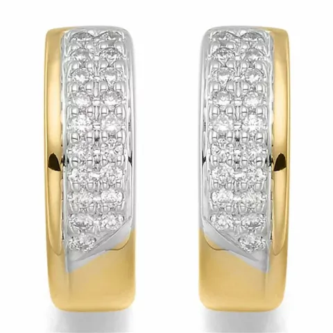 14 mm diamant creoler i 14 karat guld og hvidguld med diamant