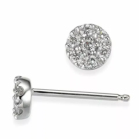runde diamantøreringe i 14 karat hvidguld med diamant