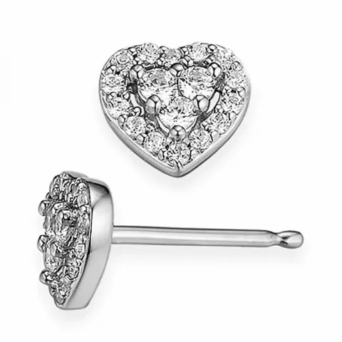 Hjerte diamantøreringe i 14 karat hvidguld med diamanter 