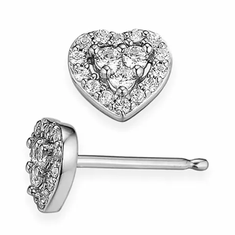 Hjerte diamantøreringe i 14 karat hvidguld med diamanter