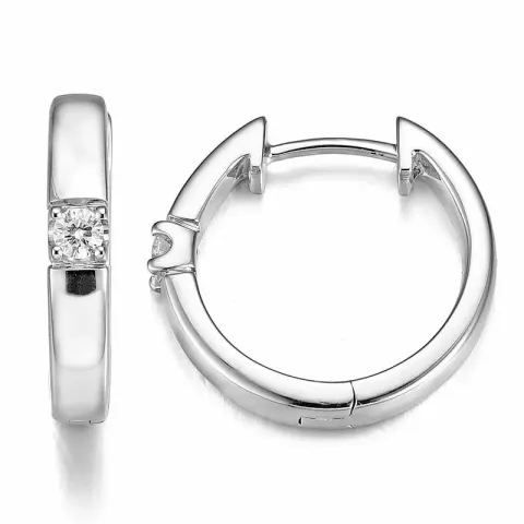 17 mm diamant creoler i 14 karat hvidguld med diamant