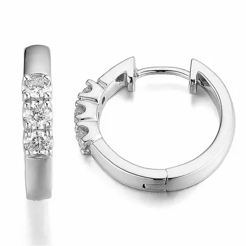 16 mm diamant creoler i 14 karat hvidguld med diamant 