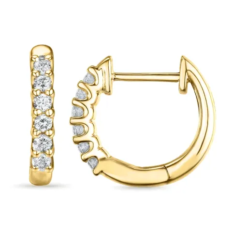 13 mm diamant creoler i 14 karat guld med diamant 