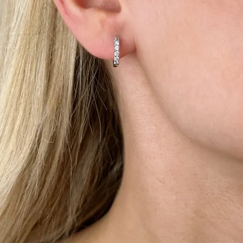 13 mm diamant creoler i 14 karat hvidguld med diamant