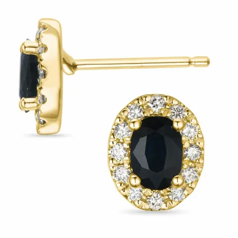 roset safir diamantøreringe i 14 karat guld med safir og diamant