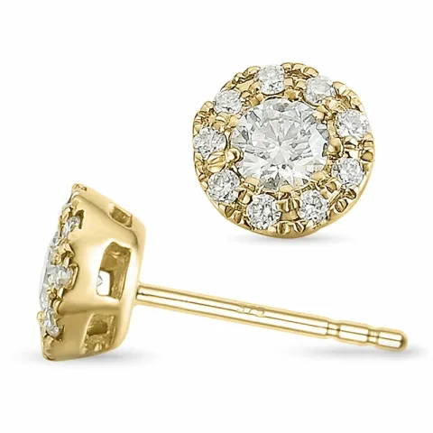 runde diamantøreringe i 14 karat guld med diamant