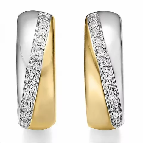 15 mm diamant halvcreoler i 14 karat guld og hvidguld med diamant 