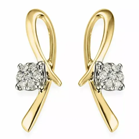 sløjfe diamant brillantøreringe i 14 karat guld og hvidguld med diamant